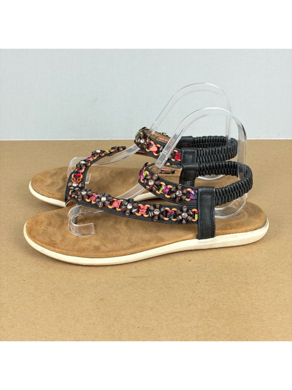 Patrizia Spring Step Jeunes Floral Sandals Womens 8.5 EU 39 Black Multicolor